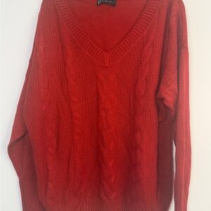 New York & Company Red V-Neck Sweater